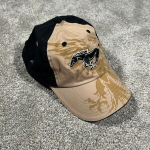 Ford Mustang Hat Tan Black Embroidered Pony Logo Official Licensed Product Cap
